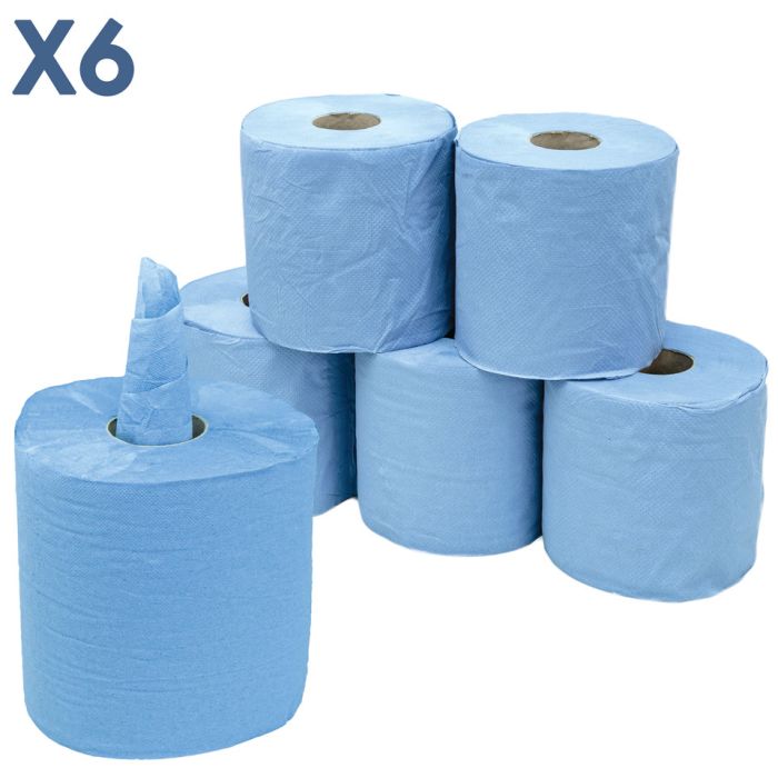 2 Ply Centrefeed Blue Rolls (17cmx100m) 1x6