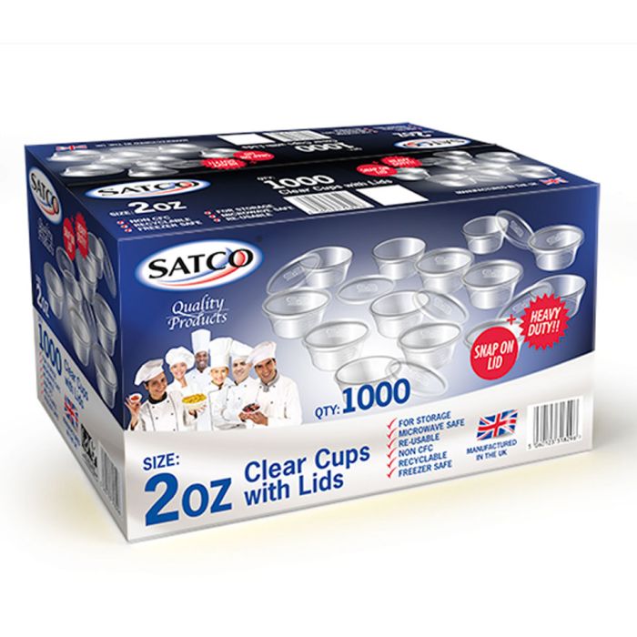 Buy Satco 2oz Microwave Plastic Clear Cups with Lids-1x1000 - Order