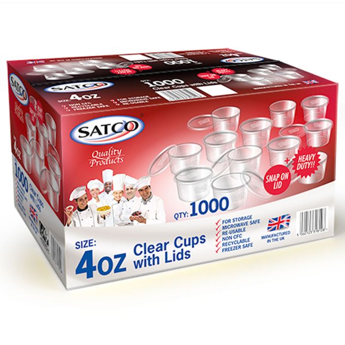 Buy Satco 4oz Microwave Plastic Clear Cups With Lids 1x1000 Order