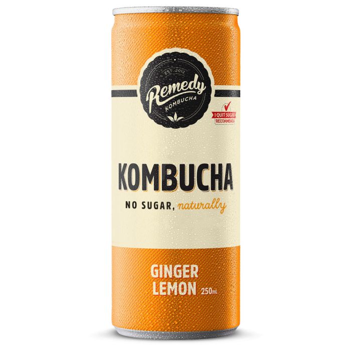 Remedy Kombucha Ginger Lemon Cans 12x250ml