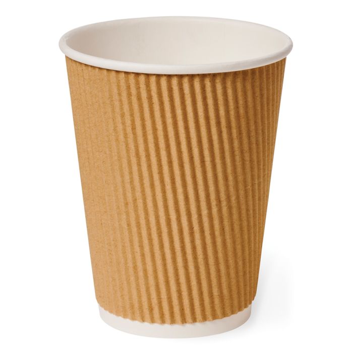 12oz Brown Ripple Wall Paper Hot Cup (Lid Ref CUP158/CUP248/CUP249) 1x500