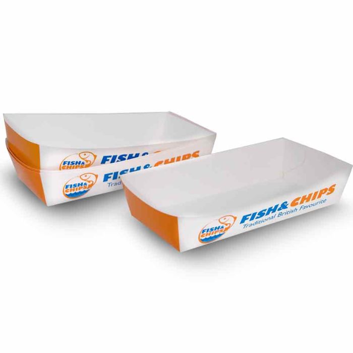 Fish & Chips Medium Card Trays (9"x4.5"x2")-1x250