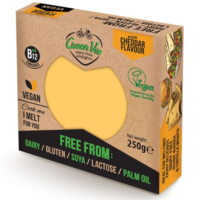 Green Vie Vegan Cheddar Cheese Flavour Block 1x250g