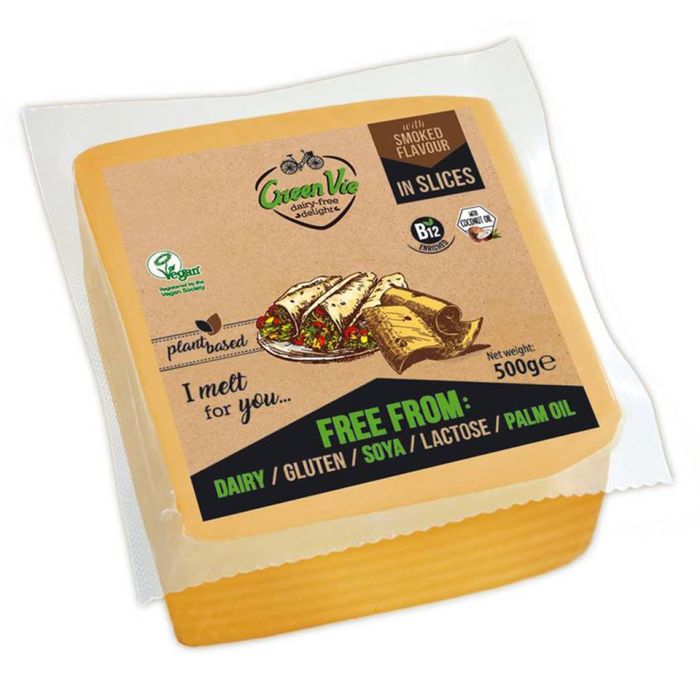 Green Vie Vegan Smoked Gouda Flavour Cheese Slices 1x500g