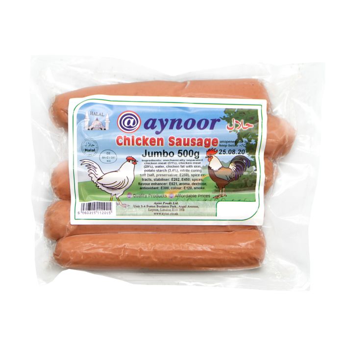 Aynoor Halal Chicken Jumbo Sausages-6x500g