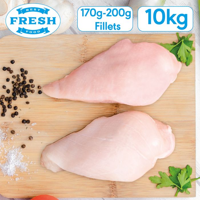 Fresh Halal Chicken Breast Fillets (170-200g)-2x5kg