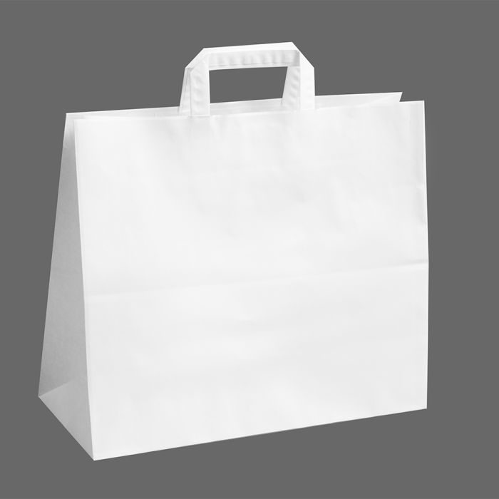 Jumbo White Paper Carrier Bags with Flat Handles (360x150x315mm)-1x125