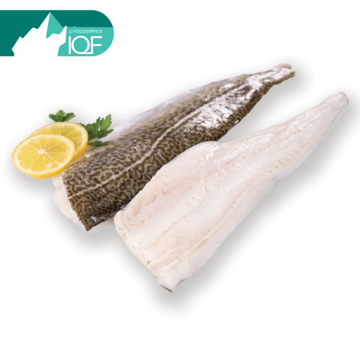 JJ MSC Atlantic IQF Skin-on Boneless Cod Fillets (10-12oz) 1x12