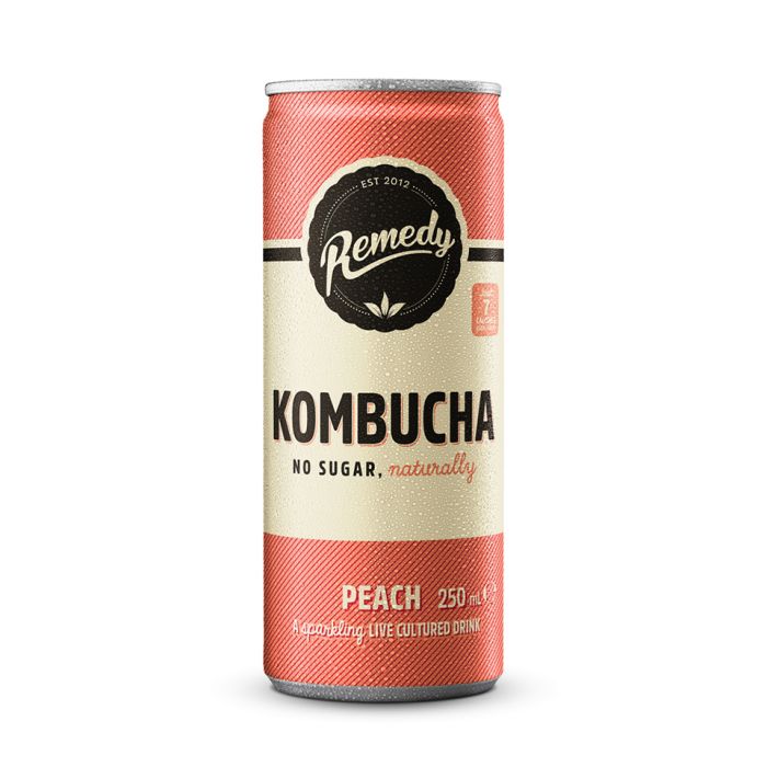 Remedy Kombucha Peach Cans 12x250ml