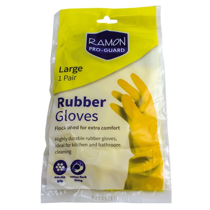 Yellow Rubber Gloves Large 1x1
