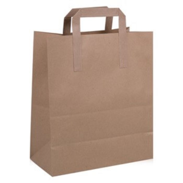Medium Brown Paper Carrier Bags with Flat Handles 1x250