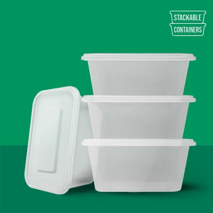 JJ 1000ml Microwave Plastic Containers with Lids 1x250